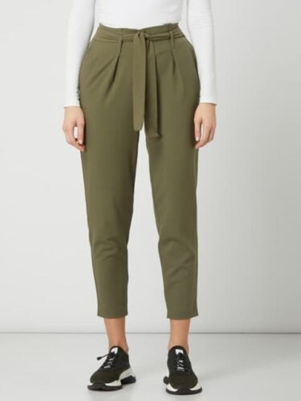 Topshop Army Green High Rise Belted Paperbag Cropped Pants Women's Size US 8